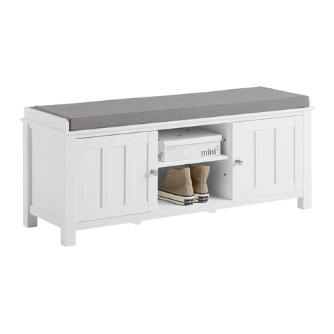 2 Cabinet Doors Storage Bench with Shelf, FSR35-W