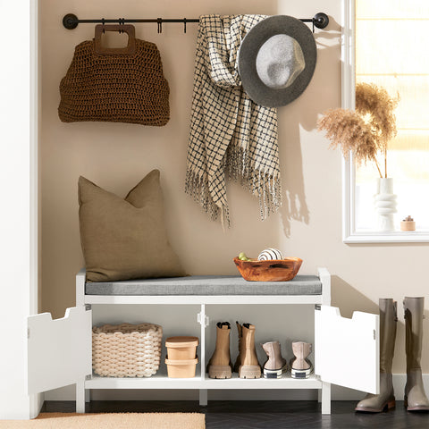 2 Cabinet-Doors Storage Bench, FSR63-W