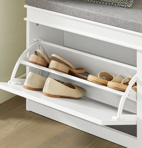 2 Flip-Drawers Shoe Bench, FSR64-W