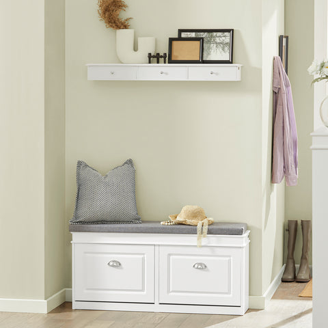 2 Flip-Drawers Shoe Bench, FSR64-W