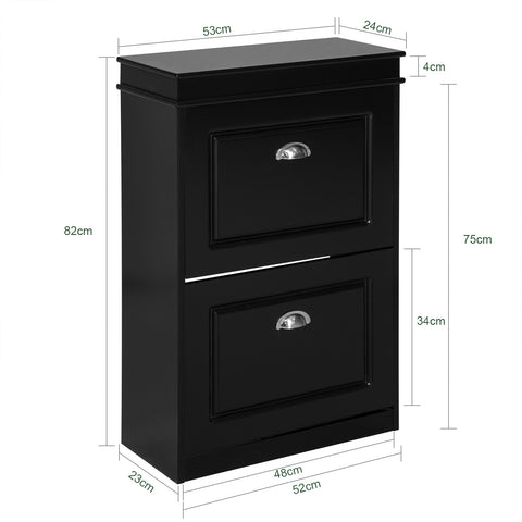 2 Drawers Shoe Cabinet Shoe Storage Organizer, FSR78-SCH