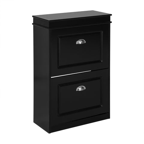 2 Drawers Shoe Cabinet Shoe Storage Organizer, FSR78-SCH