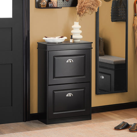 2 Drawers Shoe Cabinet Shoe Storage Organizer, FSR78-SCH