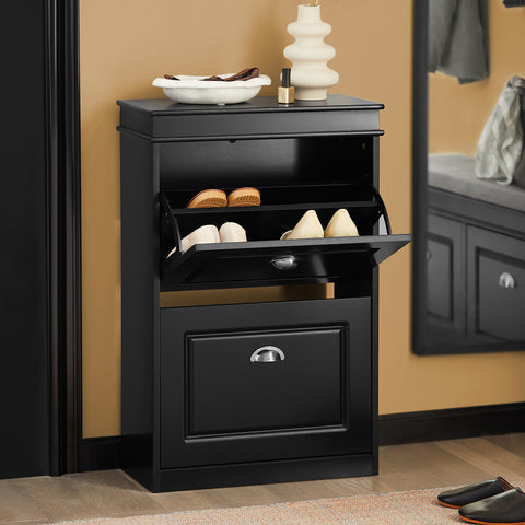 2 Drawers Shoe Cabinet Shoe Storage Organizer, FSR78-SCH