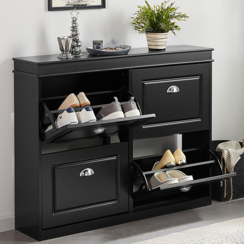 4 Flip Drawers Shoe Cabinet, FSR79-SCH