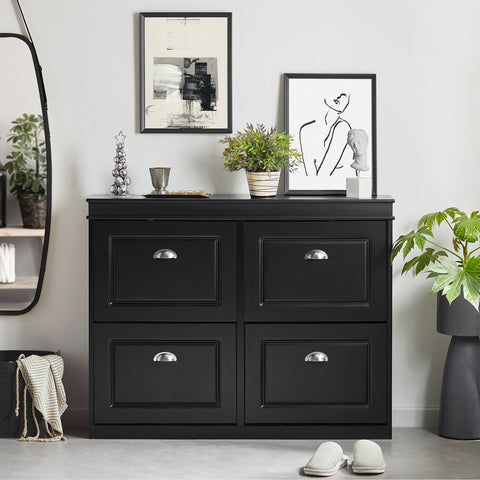 4 Flip Drawers Shoe Cabinet, FSR79-SCH