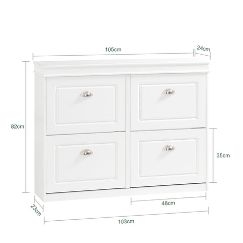 4 Flip Drawers Shoe Cabinet, FSR79-W