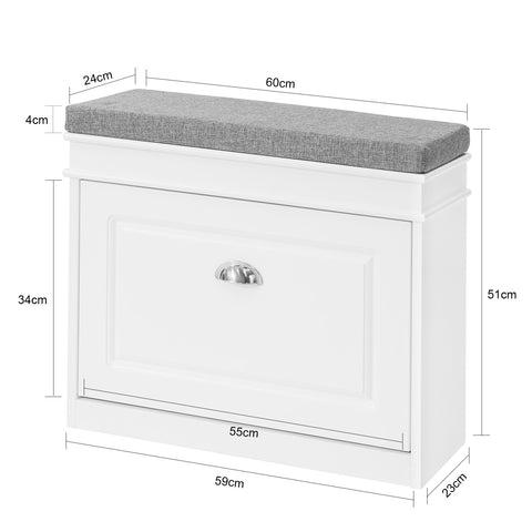 1 Flip-Drawer Shoe Bench, FSR82-K-W