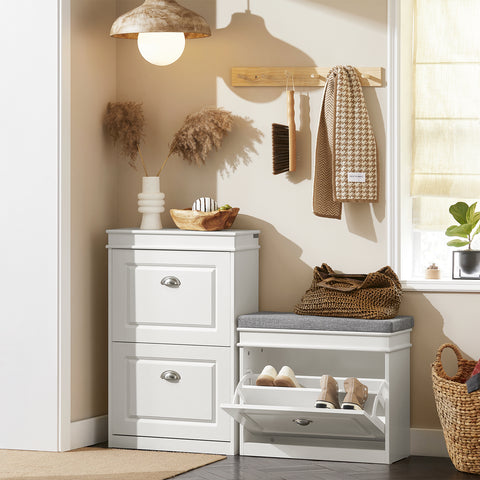 1 Flip-Drawer Shoe Bench, FSR82-K-W