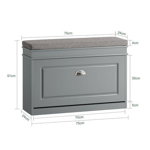 1 Flip-Drawer Shoe Bench, FSR82-L-HG