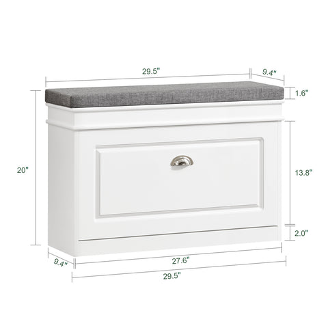 1 Flip-Drawer Shoe Bench, FSR82-L-W