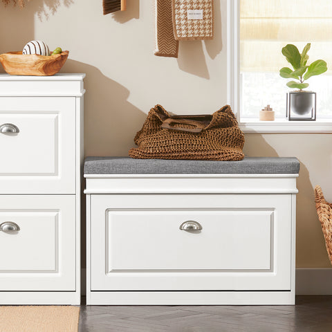 1 Flip-Drawer Shoe Bench, FSR82-L-W