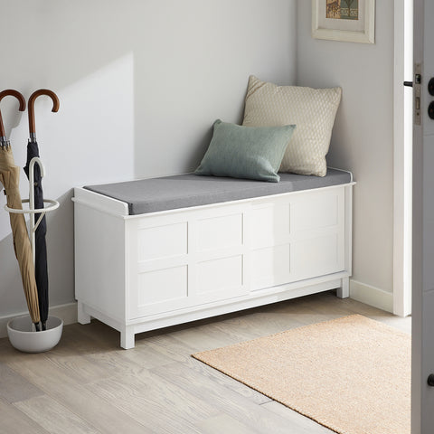 2 Cabinet-Doors, Drawer & Shelf Storage Bench, FSR86-W