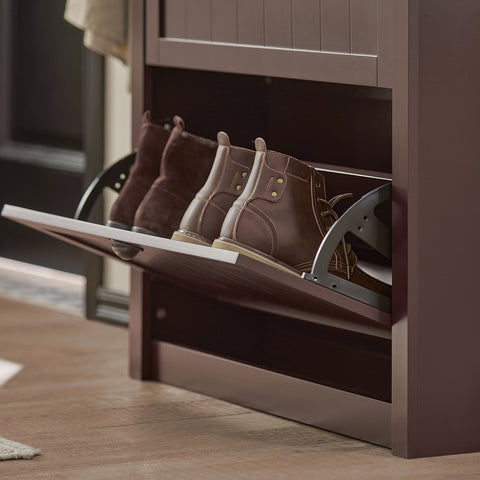 2 Flip-Drawers Shoe Cabinet Storage Cupboard, FSR87-BR