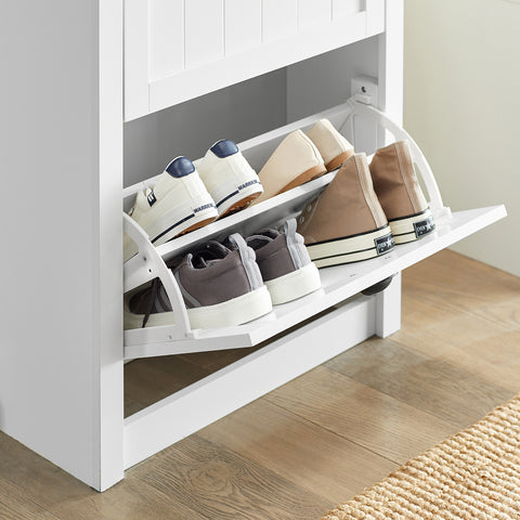 2 Flip-Drawers Shoe Cabinet Storage Cupboard, FSR87-K-W