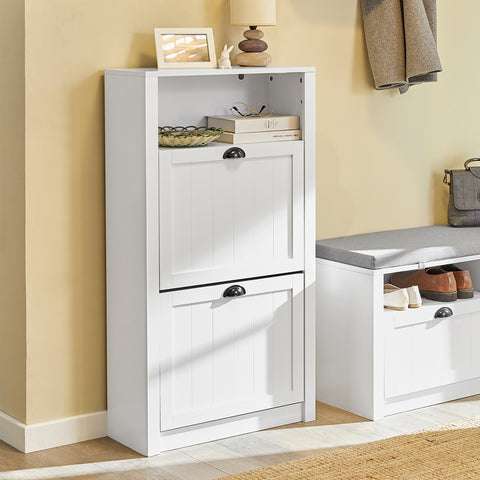 2 Flip-Drawers Shoe Cabinet Storage Cupboard, FSR87-K-W