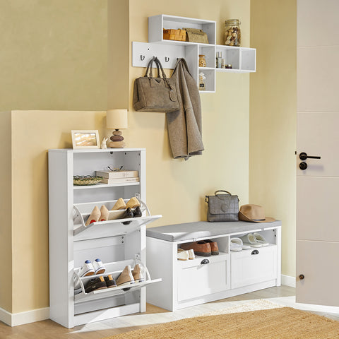 2 Flip-Drawers Shoe Cabinet Storage Cupboard, FSR87-K-W