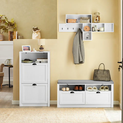 2 Flip-Drawers Shoe Cabinet Storage Cupboard, FSR87-K-W