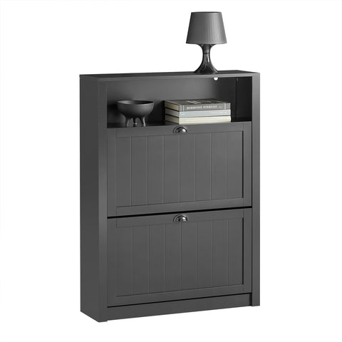 2 Flip-Drawers Shoe Cabinet Storage Cupboard, FSR87-SCH