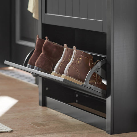 2 Flip-Drawers Shoe Cabinet Storage Cupboard, FSR87-SCH
