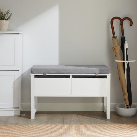 2 Slide-Drawers Storage Bench, FSR88-W