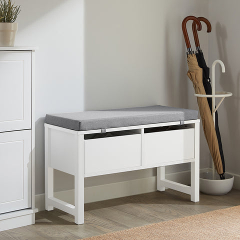 2 Slide-Drawers Storage Bench, FSR88-W