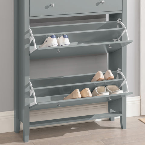 2 Flip-Drawers & 1 Drawer Shoe Cabinet Shoe Storage Organizer, FSR89-HG
