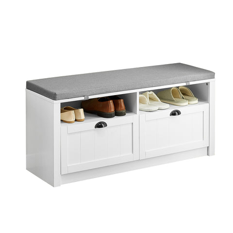 2 Slide-Drawers & Shelf Storage Bench, FSR90-W