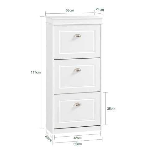 3 Flip-Drawer Shoe Cabinet, FSR94-W