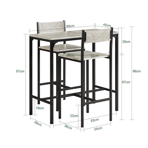 Bar Set-1 Bar Table and 2 Chairs, 3 Pieces Dining Set, OGT03-HG