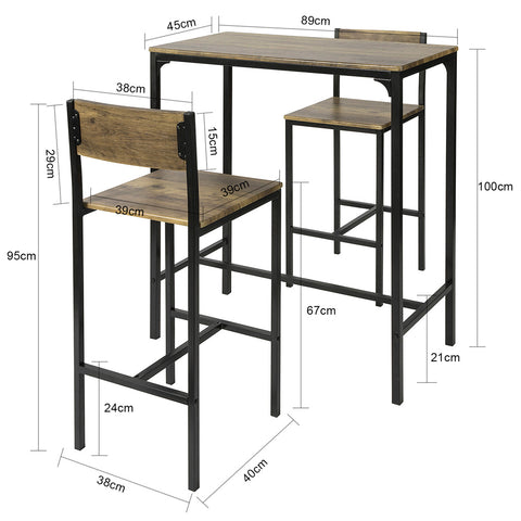 Bar Set-1 Bar Table and 2 Chairs, 3 Pieces Dining Set, OGT03-XL