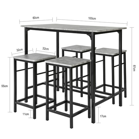 Bar Set-1 Bar Table and 4 Stools, Furniture Dining Set, OGT11-HG